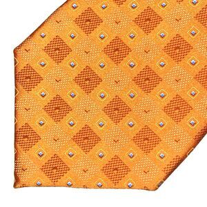 Vintage ERMENEGILDO ZEGNA Silk Tie Foulard Square Mens Orange Italy Luxury 90s